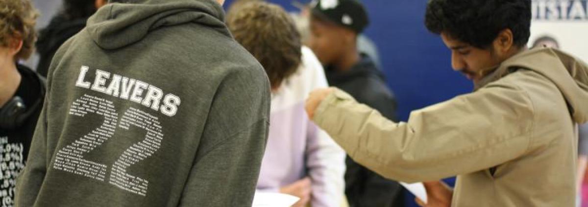 Image of leavers receiving results