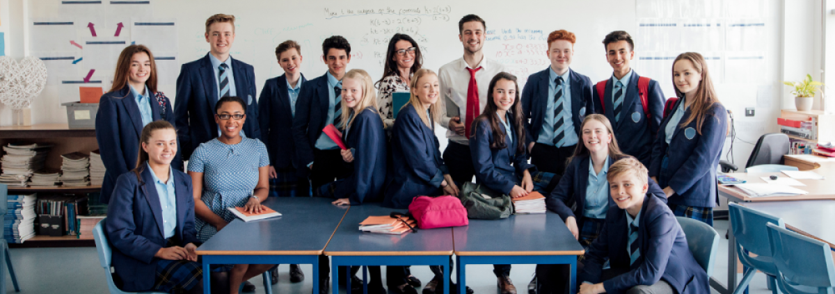 Photo of alumni and students